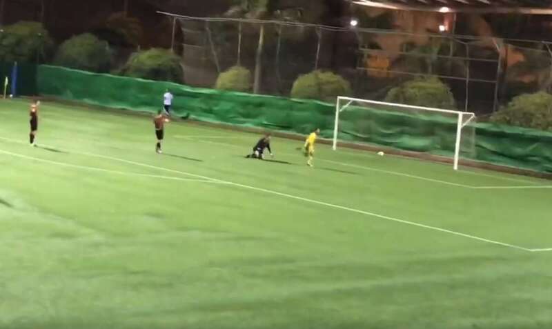 Momento del gol del Unión Marina ante el Unión Viera (Foto TA)